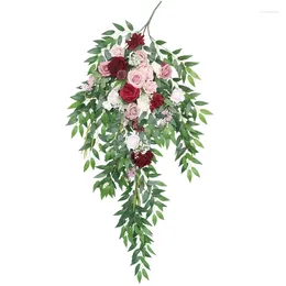 Couronne de roses rustiques artificielles, fleurs décoratives, Swag avec feuilles, arc de mariage, cascade pour porte murale, décor de Table, fête