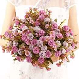 Fleurs décoratives artificielles en soie, Bouquet de lilas de banque ancienne, décoration de salon de maison, Simulation de fleur florale rouge Champagne