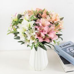 Decoratieve bloemen kunstmatige zijden boeket roze kleine lilys calla lelie nep bloem bruiloft pography poppen huis woonkamer tuin plant