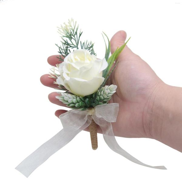 Fleurs décoratives soie artificielle broche fleur femmes hommes boutonnière marié mariée fête mariage demoiselles d'honneur décoration boutonnière revers