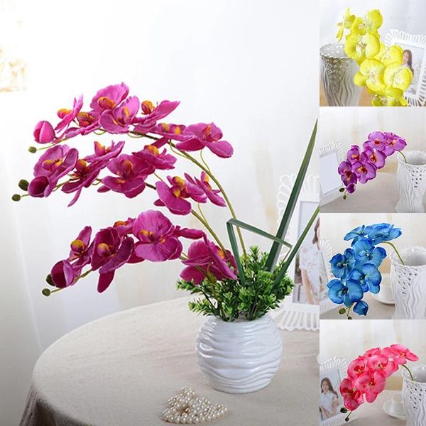 Fleurs décoratives Butterfly de soie artificielle orchidée fleur multicolore Fake for Wedding Party Festival Decoration Home Plantes en pot