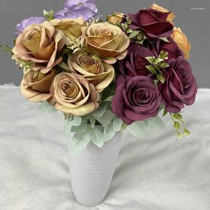 Decoratieve bloemen Kunstmatige zijde Nederlandse Rose Bouquet Wedding Pography Props Valentijnsdag Gift Home Garden Roses Fake Flower Ins Wind