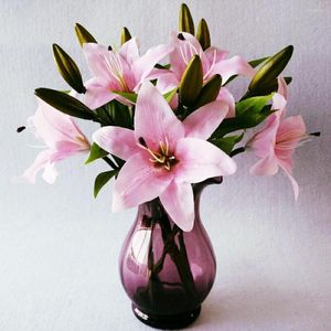 Fleurs décoratives en soie artificielle fausse branche de lys 78 cm Bouquet créatif de bricolage de long comme cadeau pour les amis enseigner le décor de salon frais