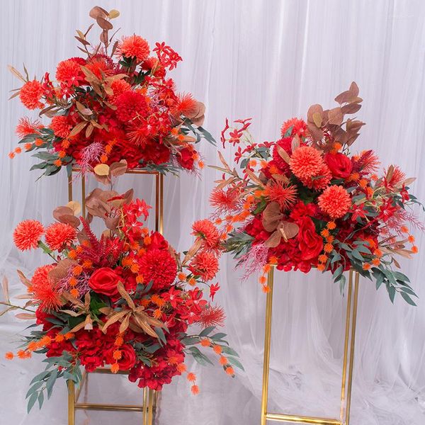 Flores decorativas, estante de bolas de flores de seda Artificial para centro de mesa de boda, telón de fondo de lujo, decoración de mesa, suministros para fiestas, manualidades DIY