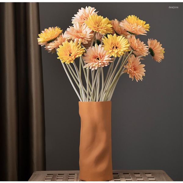 Flores decorativas Gerbera de seda artificial para la decoración del banquete de boda 55 cm Flor falsa Margarita Crisantemo Plantas de decoración del jardín del hogar