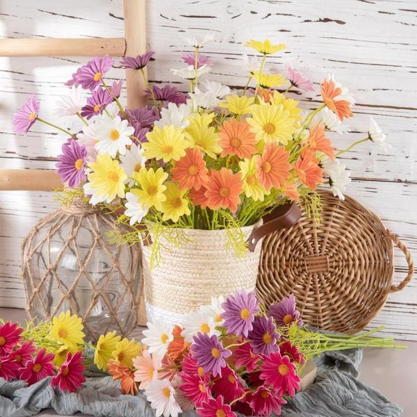 Fleurs décoratives Gerbera en soie artificielle avec tige pour la maison, la cuisine, la fête, la décoration de mariage, la verdure, la cheminée, centre de table