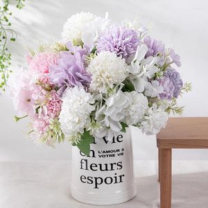 Fleurs décoratives hortensia artificielles en soie, décor de fête de mariage, faux Bouquet de mariée, accessoires de décoration pour la maison