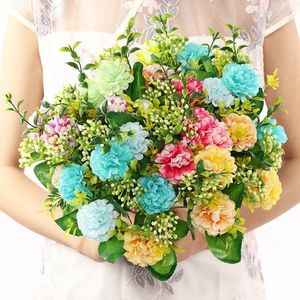 Decoratieve bloemen Kunstmatige zijdehydena bloem witte bruiloft klein boeket nep feestje diy decoratie