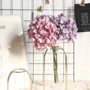 Fleurs décoratives soie artificielle hortensia fleur maison décoration de table de mariage blanc fête fournitures fausse plante bricolage Bouquet accessoires