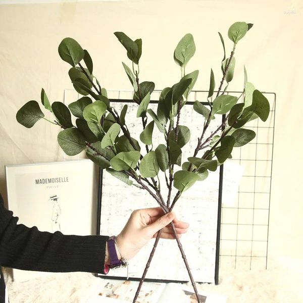 Fleurs décoratives feuille de soie artificielle feuilles vertes d'eucalyptus pour la décoration de mariage bricolage couronne cadeau Scrapbooking artisanat plantes de pomme faux