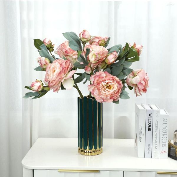 Fleurs décoratives Artificielle Soie Pivoine Bouquet De Fleurs 28 Couches Têtes Vintage Pour La Décoration De Mariage Haut De Gamme Home Room Decor Faux Plantes