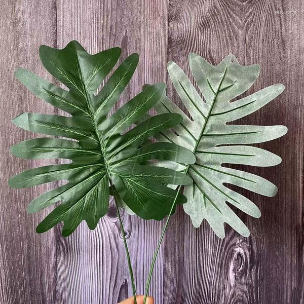 Fleurs décoratives plantes en soie artificielle fausse feuille de palmier grandes feuilles de ficus vert accessoires de décoration de la maison bricolage arrangement floral de mariage