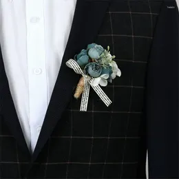 Fleurs décoratives Silk artificiel Rose Groom Boutonniere Bride Corsage Femme Fleurie de mariage Hand Mémoil