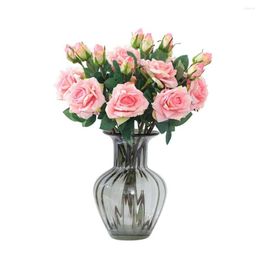 Fleurs décoratives soie artificielle Rose haute qualité fausse longue branche mariage décoration de la maison mur toile de fond accessoires