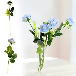 Fleurs décoratives Silks artificiels Rose Fleur noire bleu couleurs de dégradé
