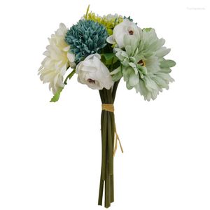 Fleurs décoratives Soies Artificielles Blanc Pays De Mariage Bouquets De Mariée Table Faux Fleur Pièce Maîtresse Pour La Fête Cadeau Bouquet Vase Décor