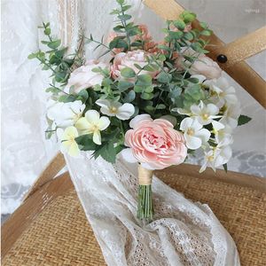 Fleurs décoratives Artificielle Simple Bouquet Rose Tissu De Soie Haut De Gamme Fête De Mariage Mariée Maison Table Plante Décoration Seule Branche