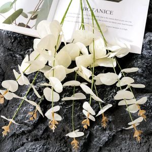 Decoratieve bloemen Kunstmatige gesimuleerde bloem Eucalyptus Geldblad Woondecoratie Bruiloft Handheld Faux Fake Wall Cake DIY Groene stengels