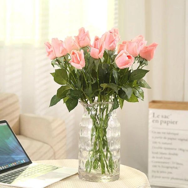 Fleurs décoratives artificielles simulées réelles tactiles hydratantes rose de bureau décoration maison mariée fête de mariage faux décor