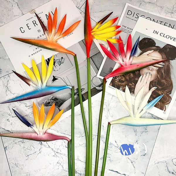 Fleurs décoratives artificielles à branche unique Strelitzia Reginae oiseau du paradis, plantes de Simulation de fleurs, mariage, maison, fête de noël