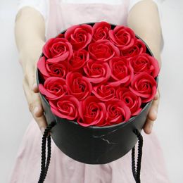 Decoratieve bloemen kunstmatige zeepgordel ronde draagbare cilindrische houd emmer set cadeaubon valentijnsdag wieden decoratie