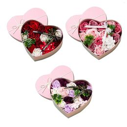 Decoratieve bloemen Kunstzeep Bloemboeket Woondecoratie Hartvormige doos voor huwelijksverjaardag Moederdag Verjaardag Vriendjes