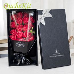 Flores Decorativas Flor De Jabón Artificial Ramo De Rosas Caja De Regalo Día De San Valentín Para La Madre Novia Cumpleaños Navidad Decoración De La Boda