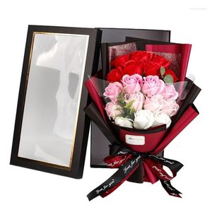 Fiori decorativi Bouquet di fiori di sapone artificiale Confezione regalo profumata di rose per la decorazione domestica della festa nuziale di San Valentino