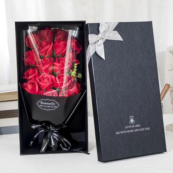 Fleurs décoratives du savon artificiel fleur de rose bouquet boîte cadeau