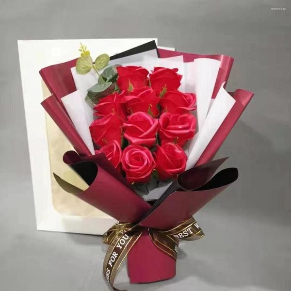 Fleurs décoratives Artificielle Savon Fleur Rose Bouquet Cadeau Sacs Fête des Mères Saint Valentin Anniversaire Noël Mariage