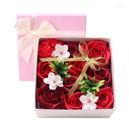 Fleurs décoratives Savon Artificiel Rose Fleur Coffret Cadeau Saint Valentin Idée Surprise De Noël Pour Anniversaire De Petites Amies