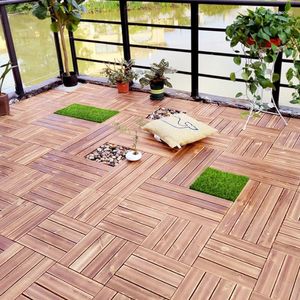 Tapis de pelouse avec fleurs décoratives, épissage artificiel, revêtement de sol pour plantes, plastique, bois, gazon synthétique, carrelage, planches de jardin auto-assorties