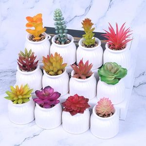 Fleurs décoratives plante succulente artificielle bonsaï en céramique PVC petit Pot pour la maison bureau salon décoration cadeaux ami