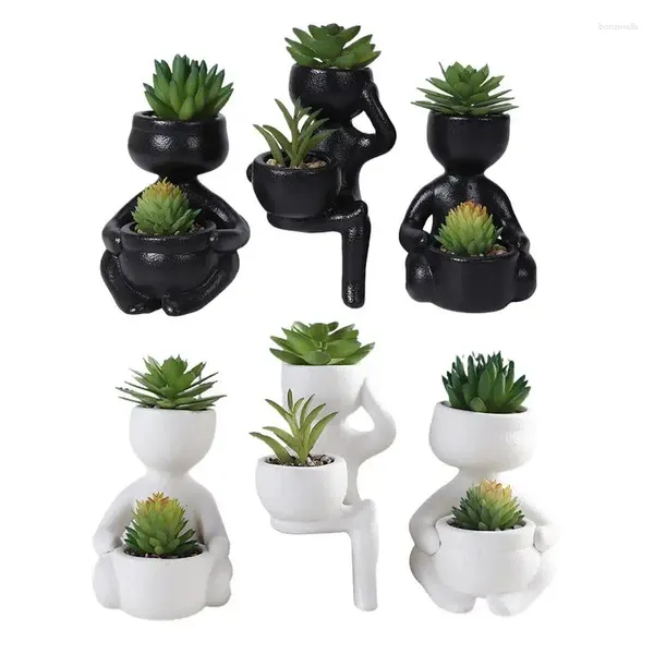 Fleurs décoratives plantes succulentes artificielles 3 pièces petit Pot en céramique ensemble de verdure pour salle de bain