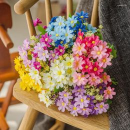 Fleurs décoratives Fleur de soleil artificielle colorée Petite marguerite Plantes en soie Bouquet Simulation Chrysanthème Maison Jardin Décoration de mariage