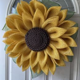 Decoratieve Bloemen Kunstmatige Zonnebloem Krans Voordeur Madeliefje Lente Zomer Voor Binnen Buiten Thuis Bruiloft Raam Muur Decor