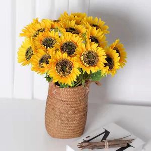 Fleurs décoratives tournesol artificiel jaune Bouquet fleur en soie de haute qualité décoration bricolage décoration de fête de jardin
