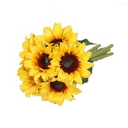 Decorative Flowers Artificial Sunflowers Floral Decor Bouquet 6 Bunches Real Touch Fake Wedding Decoration Home El