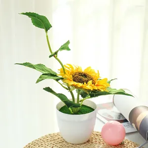 Fleurs décoratives tournesols artificiels petits bonsaï simulés de décoration créative plantes de simulation réel ornement en pot