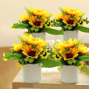 Fleurs décoratives tournesols artificiels plantes en pot faux décor décoration de la maison noël ornement artistique pour Table