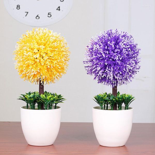 Flores decorativas Árbol artificial Bonsai Plástico Paisaje Maceta Cultura Simulación Bola de nieve Estilo Flor Planta Oficina Habitación Mesa Hogar