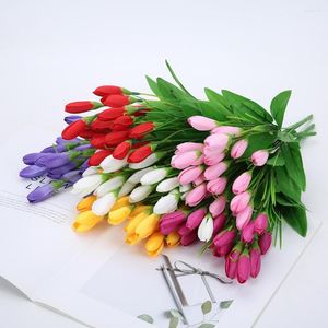 Fleurs décoratives bouquet de tulipes artificielles pour salon maison mariage décoration de noël simulation magnolia bourgeon soie fausse fleur