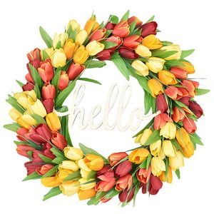 Fleurs décoratives artificielle tulipe fleur guirlande printemps pour porte d'entrée mariage fenêtre mur fête bureau jardin décor à la maison