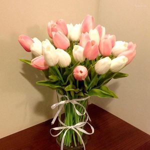 Fleurs décoratives Simulation de tulipe artificielle Bouquet de fleurs Real Touch Arrangement floral Convient pour le mariage de salon de famille