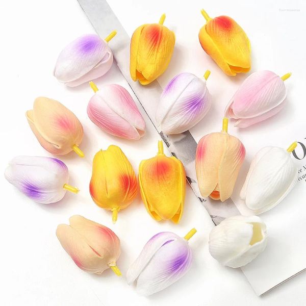 Fleurs décoratives artificielles tulipes têtes mousse fausse pour décoration intérieure mariage décoration de mariage bricolage artisanat accessoires de cadeaux