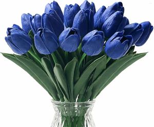 Tulipes artificielles décoratives, 22 pièces, fausses fleurs, Arrangement bleu, pour décoration de maison, décor de mariage