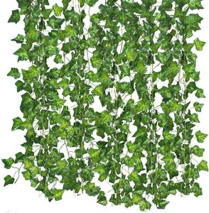 Fleurs décoratives Vignes Artificielles 83Ft (12Pcs) Faux Feuilles De Lierre Suspendues Guirlande De Verdure Plante De Vigne Pour Jardin Fête De Mariage Maison Mur