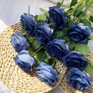 Fleurs décoratives Artificielle Vintage Bleu Rose Tenant Le Bouquet Home Decore Articles D'ameublement De Bureau Accessoires De Tir Saint Valentin