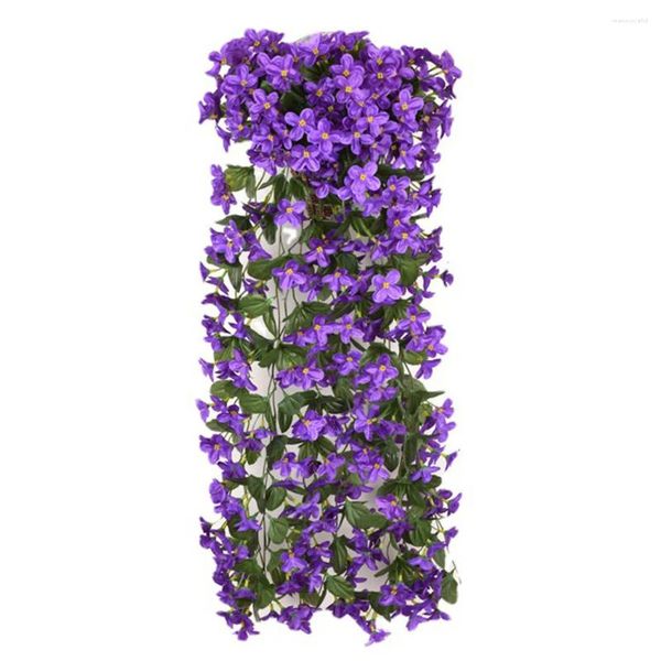 Flores decorativas Flor violeta artificial Simulado Plástico falso Colgante de pared Seda A prueba de agua Decoración de la habitación de la etapa de la boda