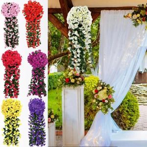 Fleurs décoratives Violet Artificiel Valentin Mur de mariage Mur de mariage Panier de suspension Fleur Fausse de jardin Decoration